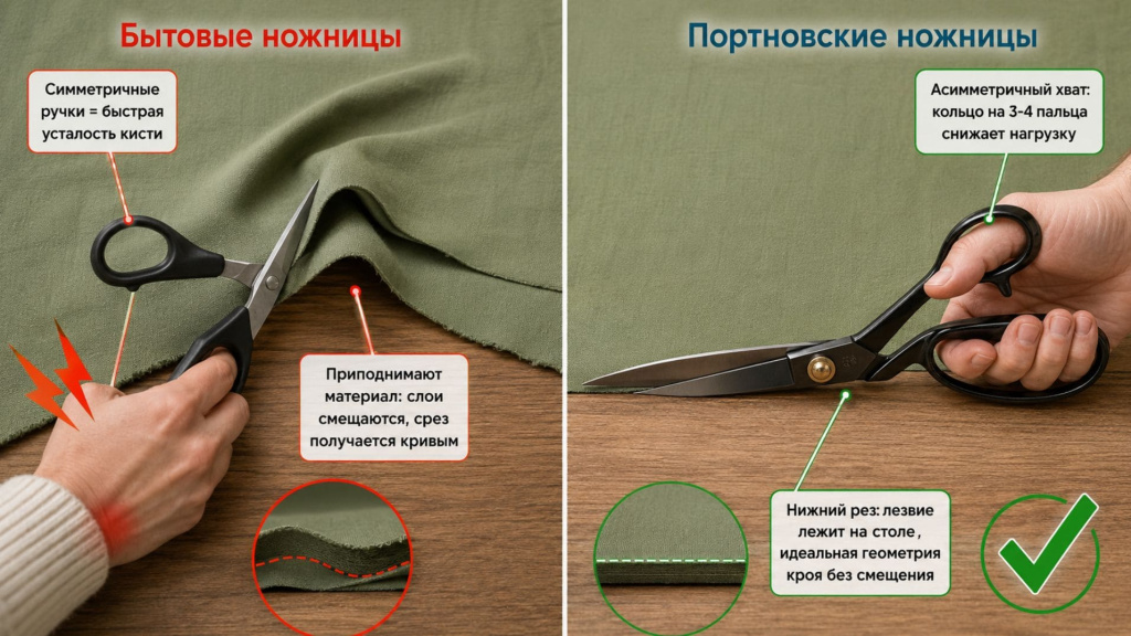 Портновские и бытовые ножницы - разница и отличия