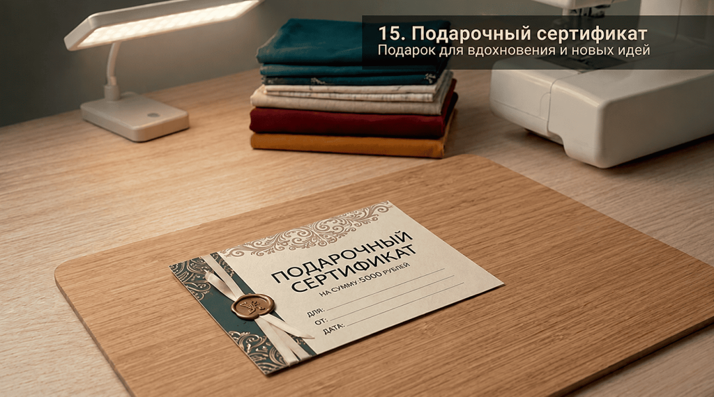 Подарочный сертификат - в швейный магазин Подарочный сертификат - в швейный магазин
